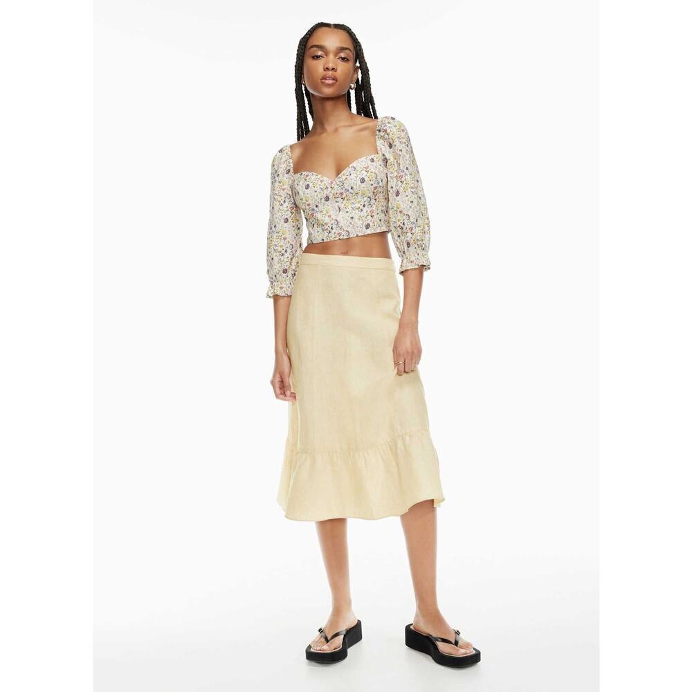 Aritzia Wilfred Chariot High-Waisted Linen Midi Skirt Sz 4
